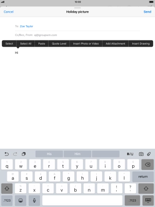 Press Insert Photo or Video and follow the instructions on the screen to attach a picture or a video clip. Press Insert Photo or Video and follow the instructions on the screen to attach a picture or a video clip.