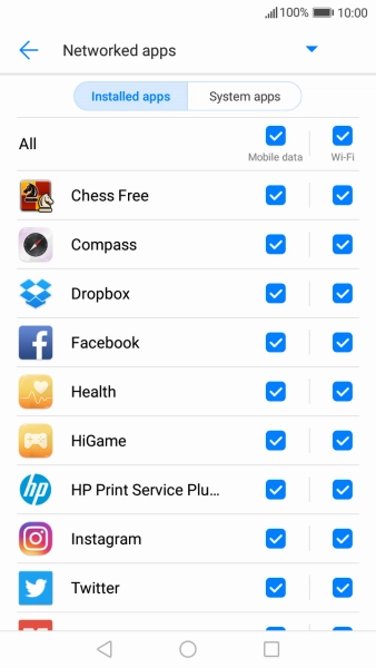Press the field next to the application name in the 