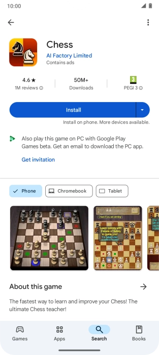Press Install and follow the instructions on the screen to install the app.