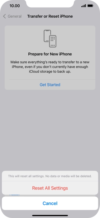 Press Reset All Settings.