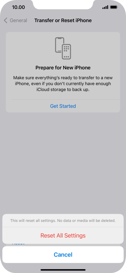 Press Reset All Settings.