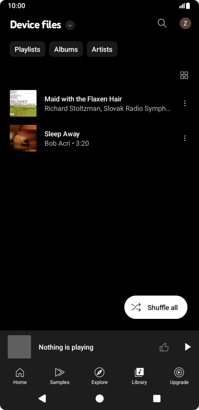 Press the required audio file.