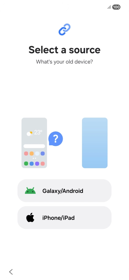 Press the required setting and follow the instructions on the screen to transfer the content from another phone.