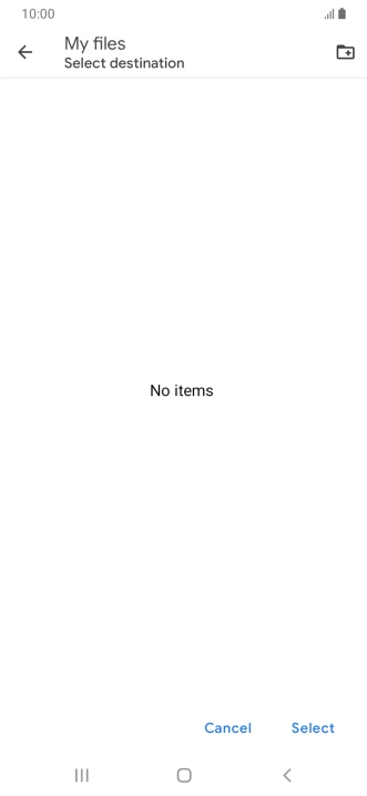 To create a new folder, press the new folder icon and follow the instructions on the screen to create a new folder.