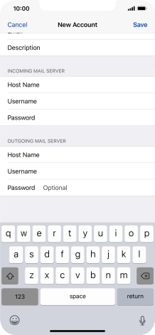 Press Password and key in the password for your email account. Please note that if you're using Vodafone's outgoing server, leave the password field empty.