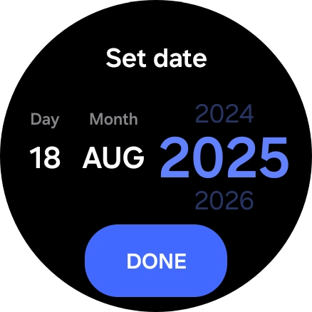 Slide your finger up or down on the screen to set the required date. Slide your finger up or down on the screen to set the required date.