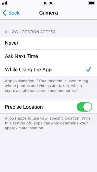 Press the required setting to turn the function on or off.