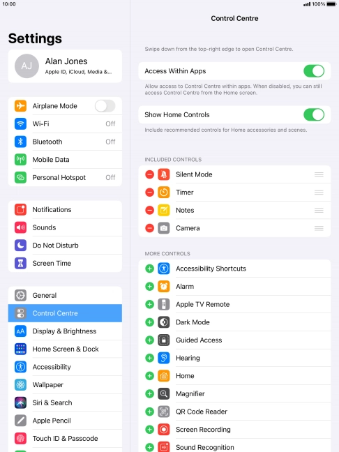 Press the indicator next to 