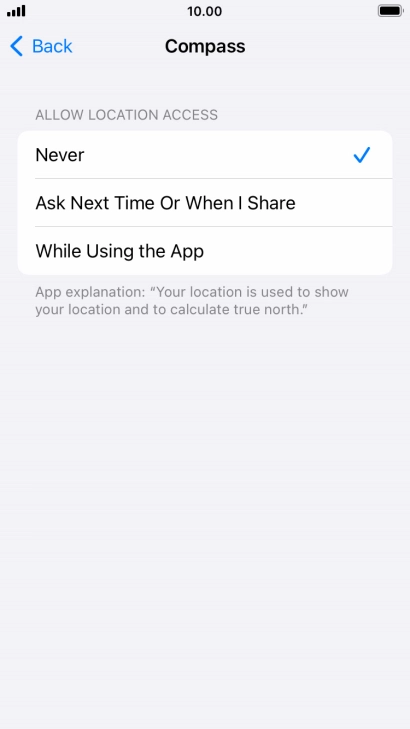 Press the required setting to turn the function on or off.