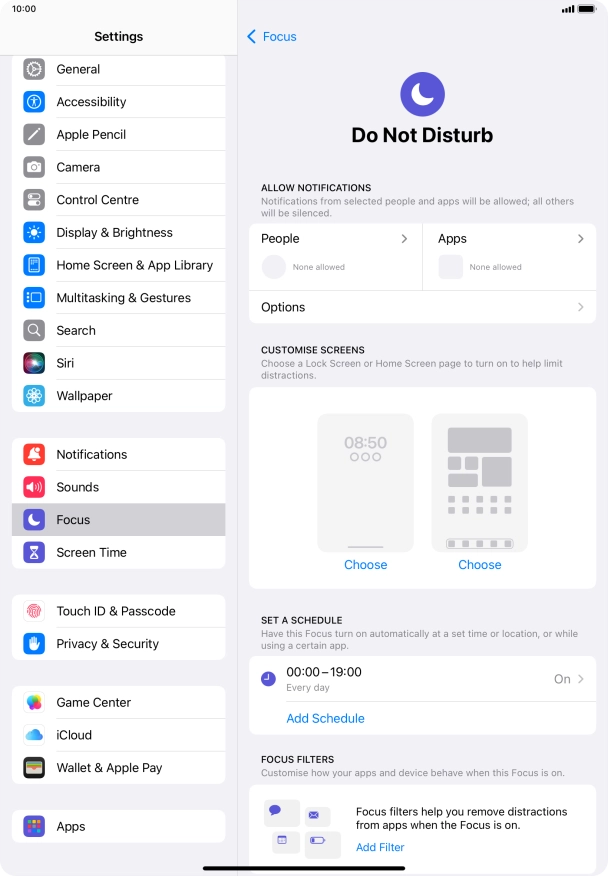 Press People and follow the instructions on the screen to select which contacts you would like to receive calls and notifications from when Do Not Disturb is turned on.