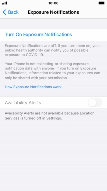 Press Turn On Exposure Notifications.