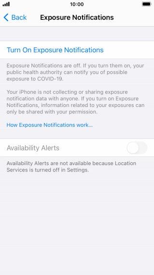 Press Turn On Exposure Notifications.