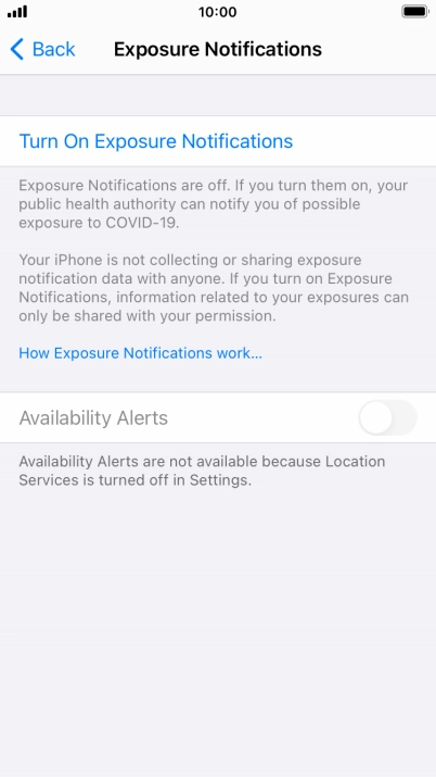 Press Turn On Exposure Notifications.
