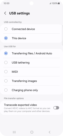 Press Transferring files / Android Auto.