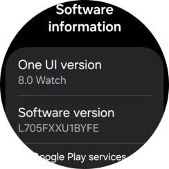 The software version of your smartwatch is displayed below Software version. The software version of your smartwatch is displayed below Software version.