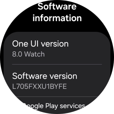 The software version of your smartwatch is displayed below Software version. The software version of your smartwatch is displayed below Software version.