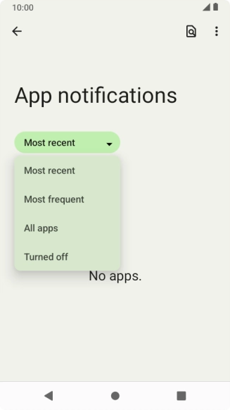 Press the required setting.