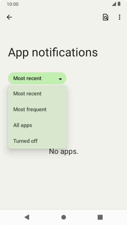 Press the required setting.