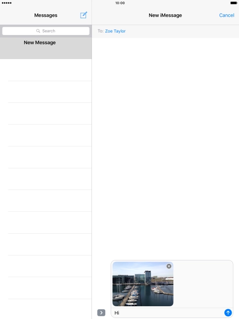 Press the send icon when you've finished your iMessage. Press the send icon when you've finished your iMessage.