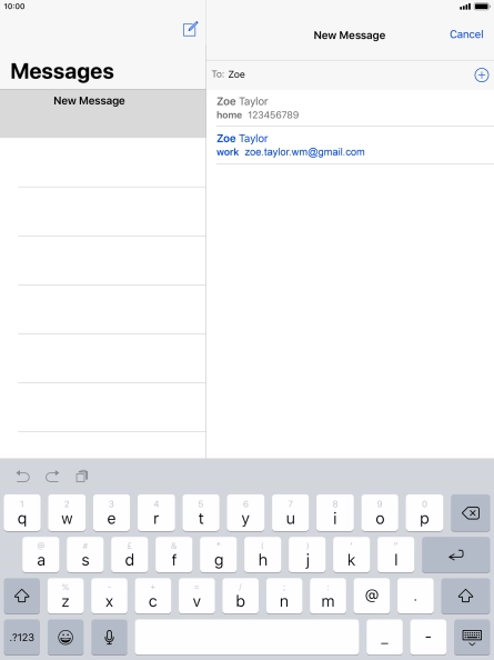 Press the required contact.