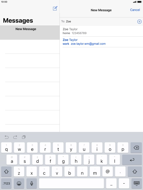 Press the required contact.
