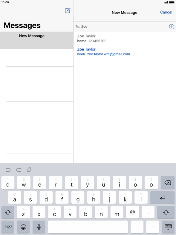 Press the required contact.
