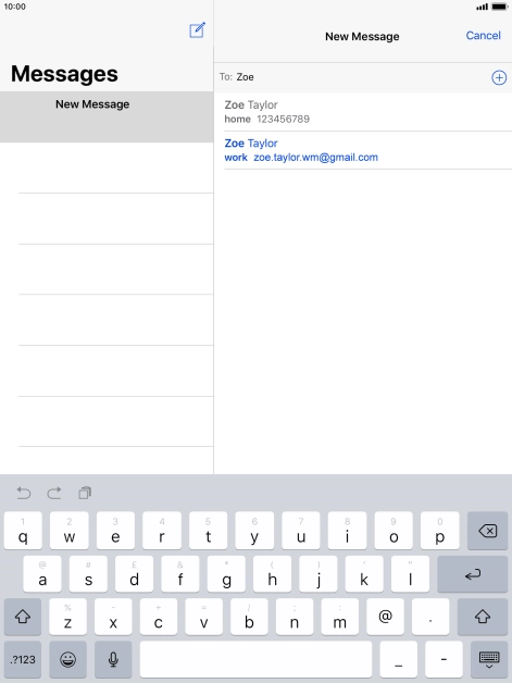 Press the required contact. Press the required contact.