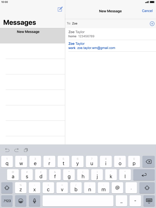 Press the required contact. Press the required contact.
