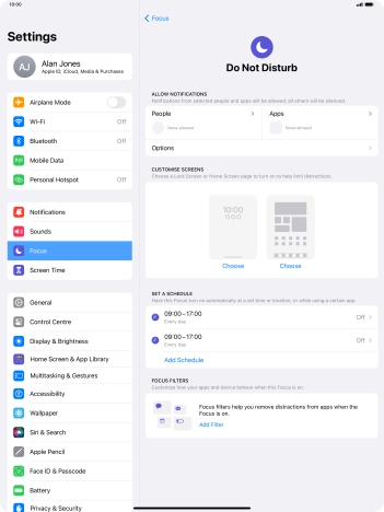 Press People and follow the instructions on the screen to select which contacts you would like to receive calls and notifications from when Do Not Disturb is turned on.
