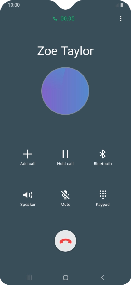 Press the end call icon. Press the end call icon.