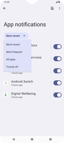 Press the required setting.