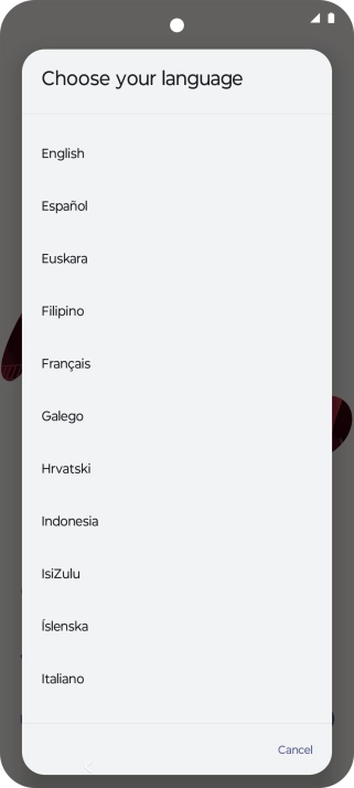 Press the required language.