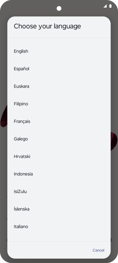 Press the required language.