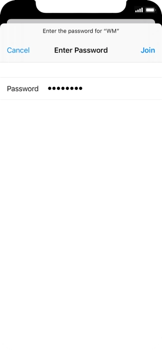 Key in the password for the Wi-Fi network and press Join.