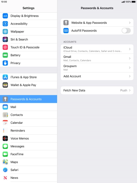 Press the required account.