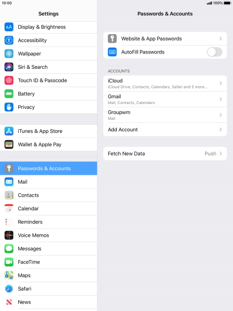 Press the required account.