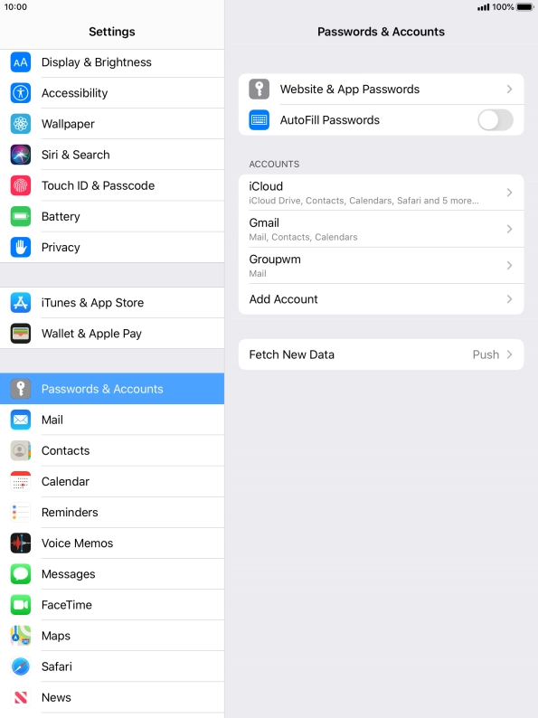 Press the required account.