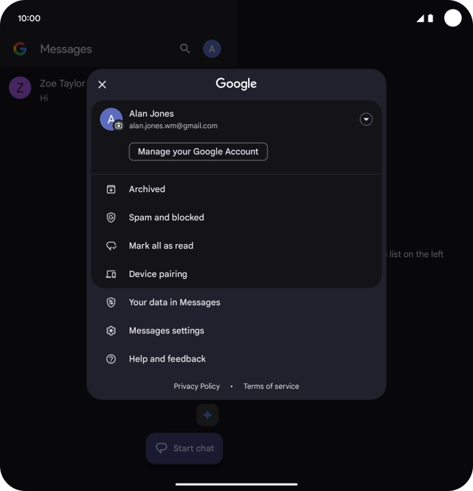 Press Messages settings.