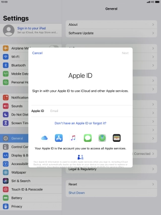 If you don t have an Apple ID, press Don't have an Apple ID or forgot it? and follow the instructions on the screen to create an Apple ID. If you don t have an Apple ID, press Don't have an Apple ID or forgot it? and follow the instructions on the screen to create an Apple ID.