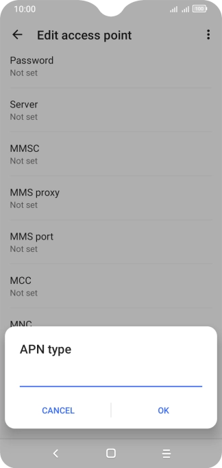 Key in default and press OK.