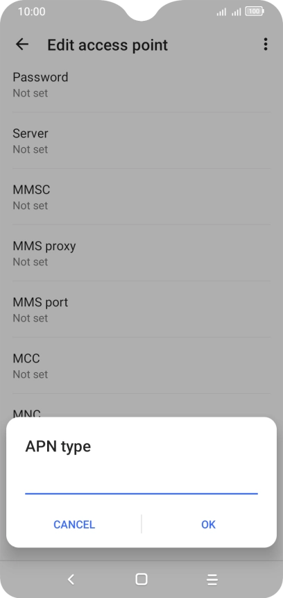 Key in default and press OK.