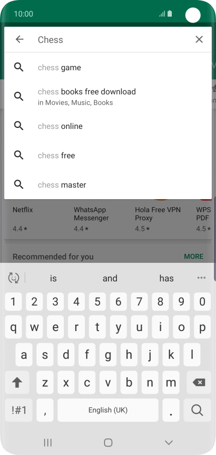 Key in the name or subject of the required app and press the search icon.