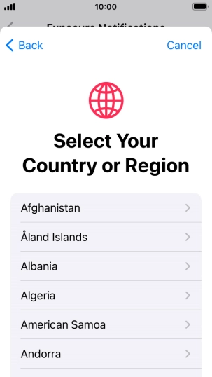 Press the required country.