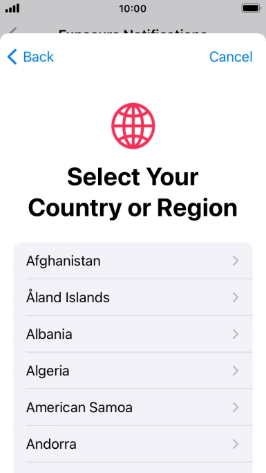 Press the required country.