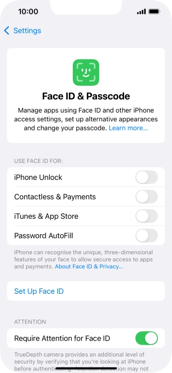 Press Set Up Face ID.