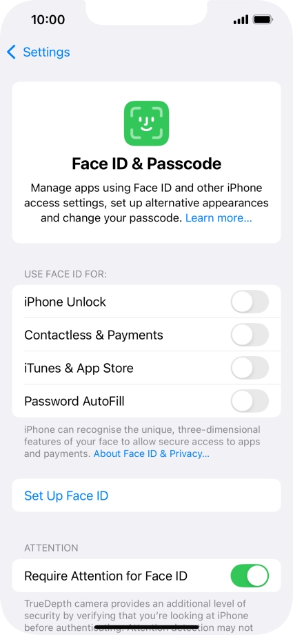 Press Set Up Face ID.