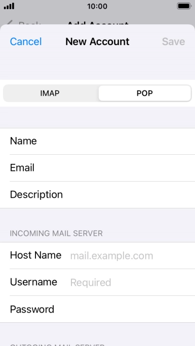 Press Host Name and key in the name of your email provider's incoming server.
