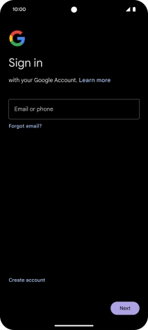 If you don't have a Google account, press Create account and follow the instructions on the screen to create an account.