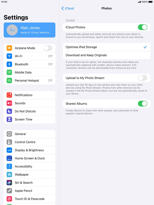 Press the indicator next to 