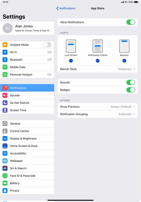 Press the indicator next to 